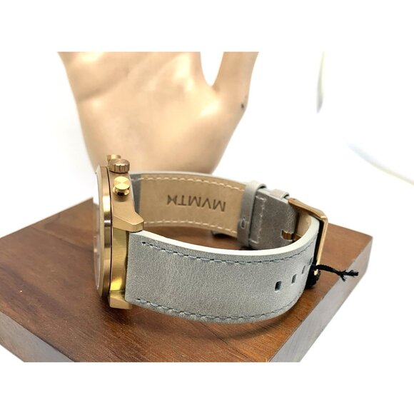 MVMT Men's Watch Quartz Chronograph White Dial Bronze Gray Leather Band 44mm - Picture 9 of 14